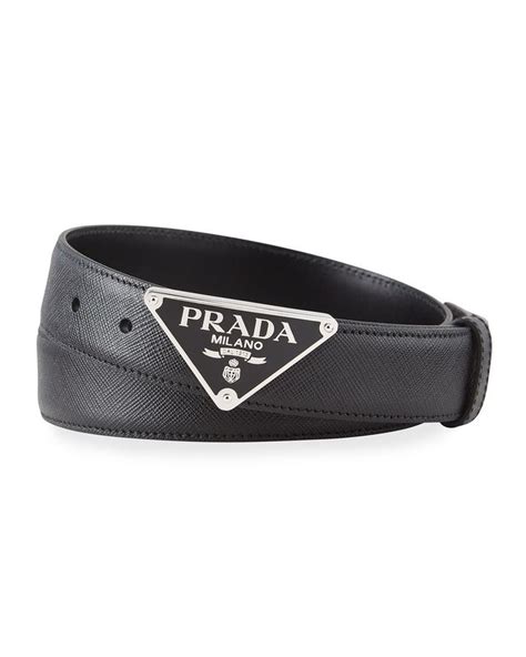 prada men's triangle logo leather belt|Prada triangle.